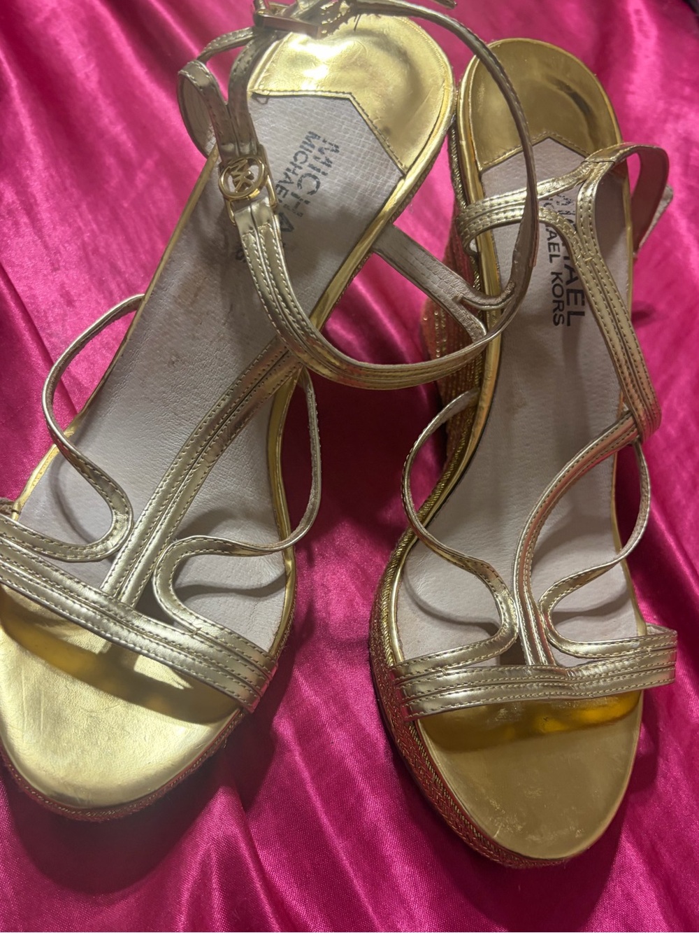 Michael Kors Metallic Gold Strappy Heeled Sandals